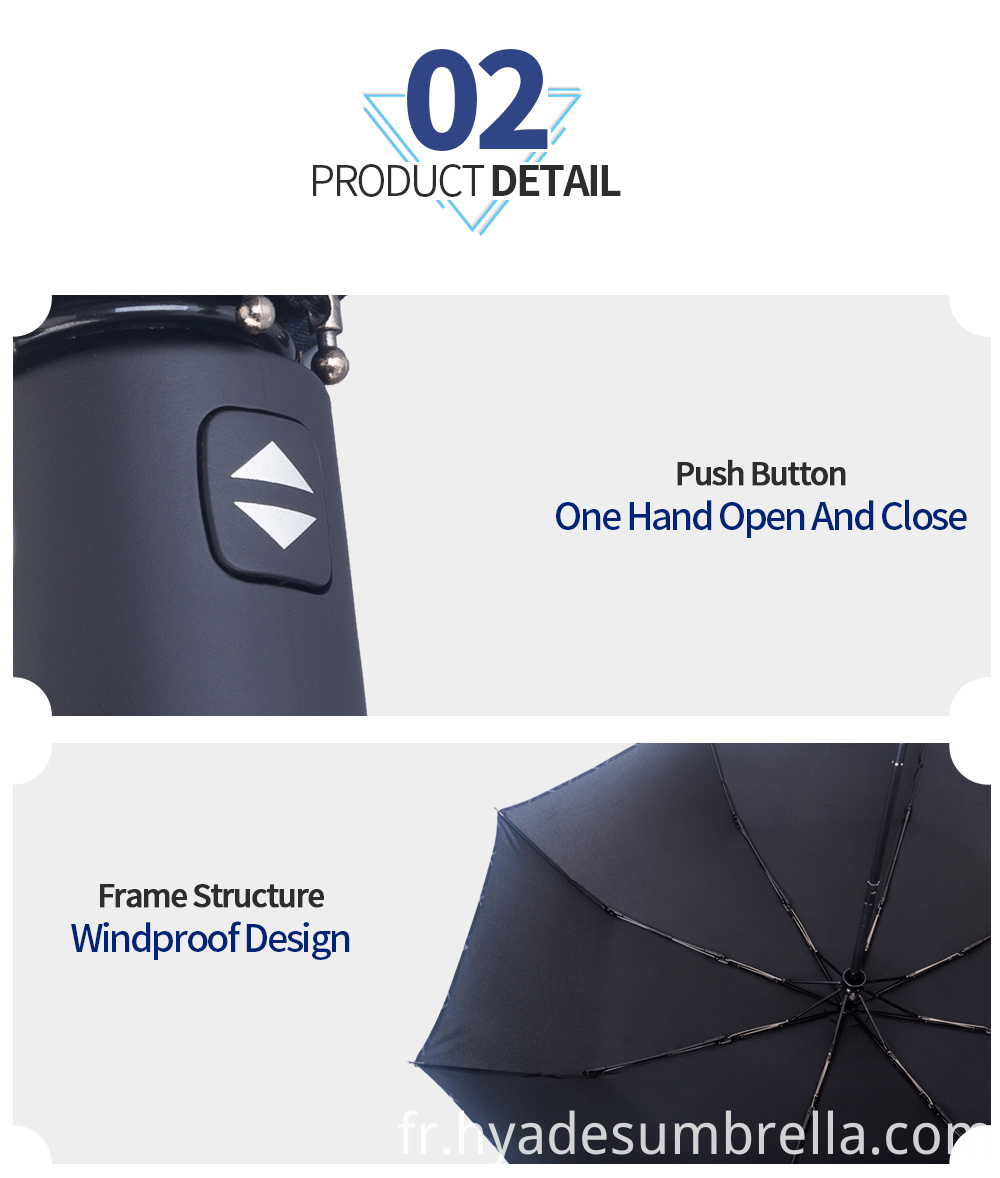 Parapluie pliant noir mens coupe-vent Black Mens Folding Umbrella Windproof